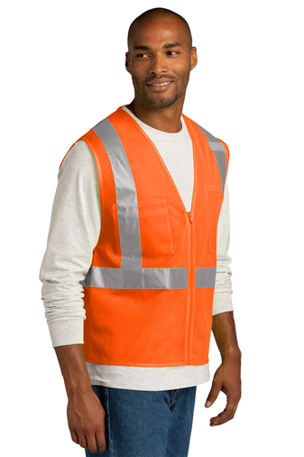CornerStone  Adult Unisex ANSI 107 Class 2 Mesh Zippered With Reflective Vest